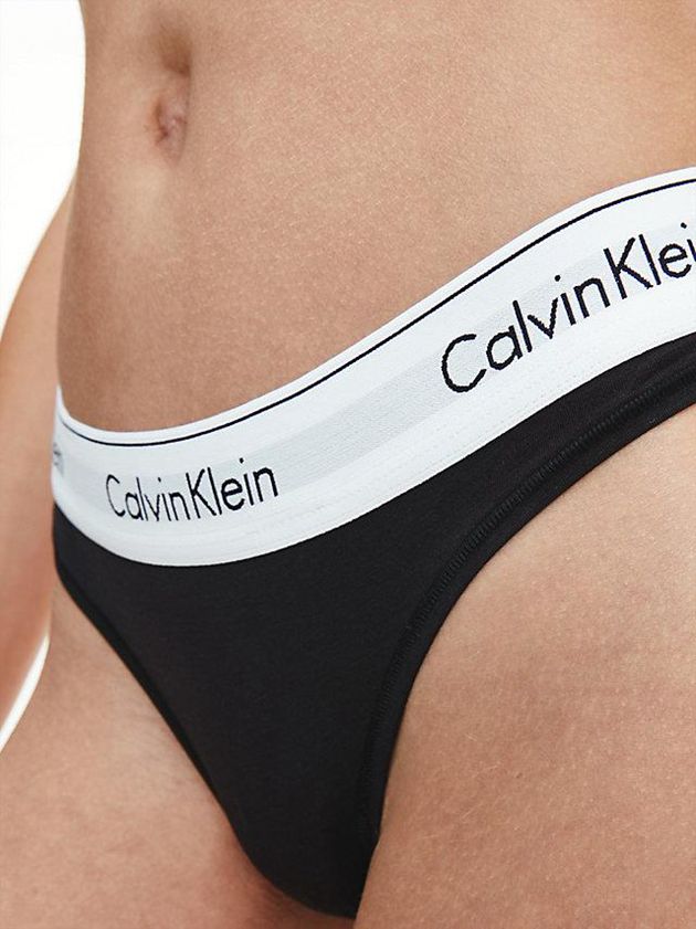 Black Calvin Klein Thong Set - Modern Cotton Women Bra | VPKG-30251