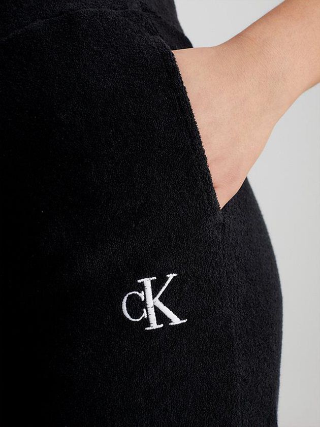 Black Calvin Klein Towelling Beach - CK Monogram Women Pants | MYFO-05473