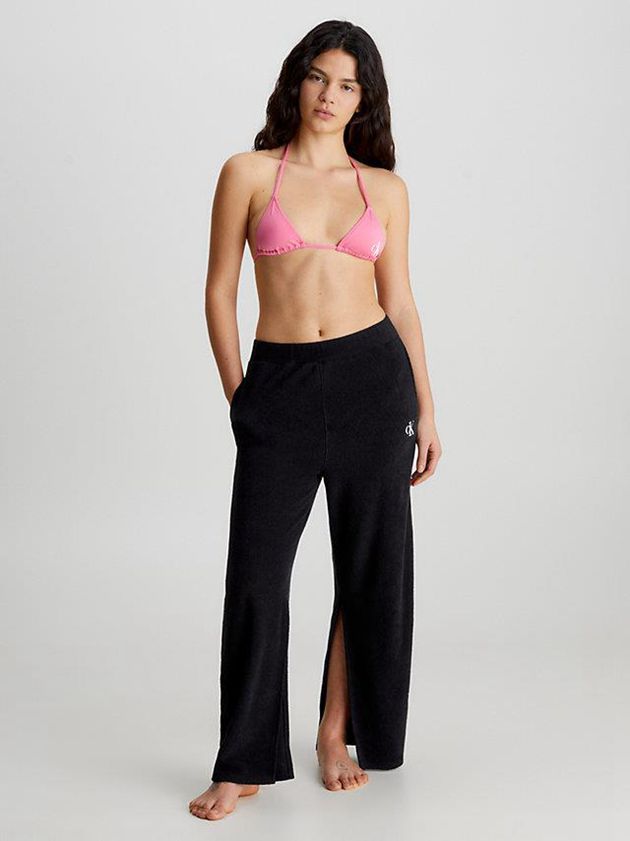 Black Calvin Klein Towelling Beach - CK Monogram Women Pants | MYFO-05473
