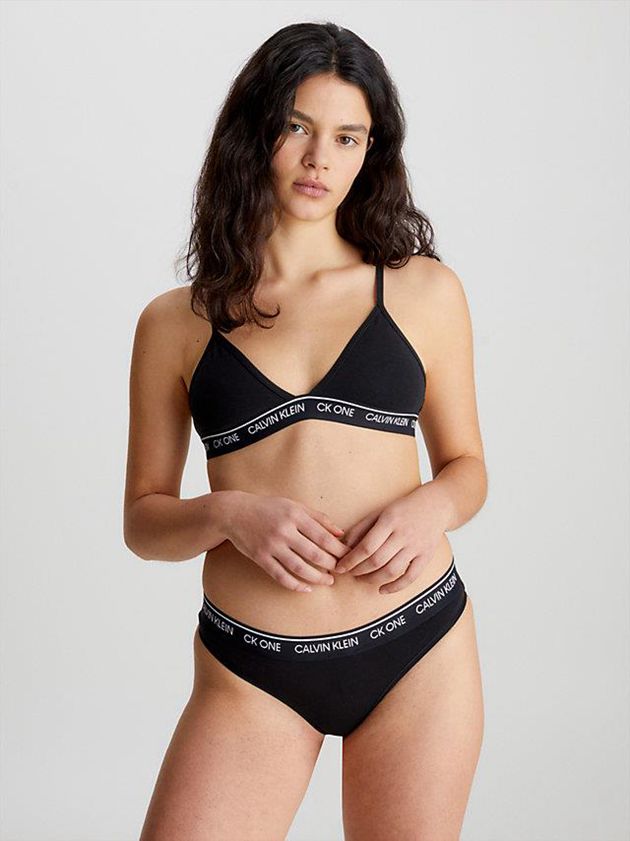 Black Calvin Klein Triangle And Thong Set - CK One Women Bra | MZTD-97061