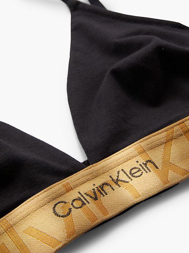 Black Calvin Klein Triangle - Embossed Icon Women Bra | XIAT-43508
