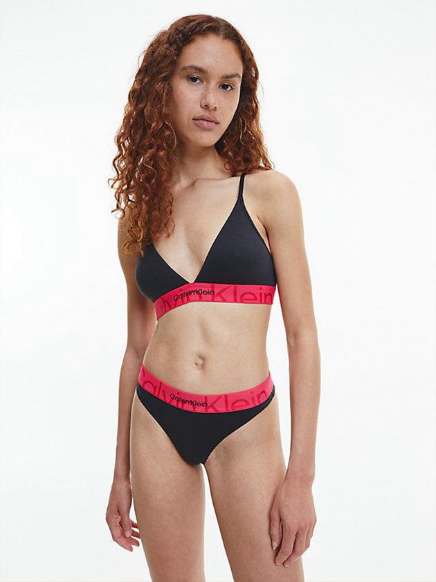 Black Calvin Klein Triangle - Embossed Icon Women Bra | FUHW-92573