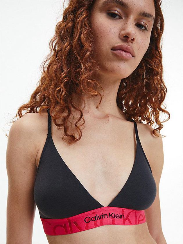 Black Calvin Klein Triangle - Embossed Icon Women Bra | FUHW-92573