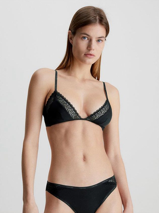 Black Calvin Klein Triangle - Flirty Women Bra | FAIE-94735