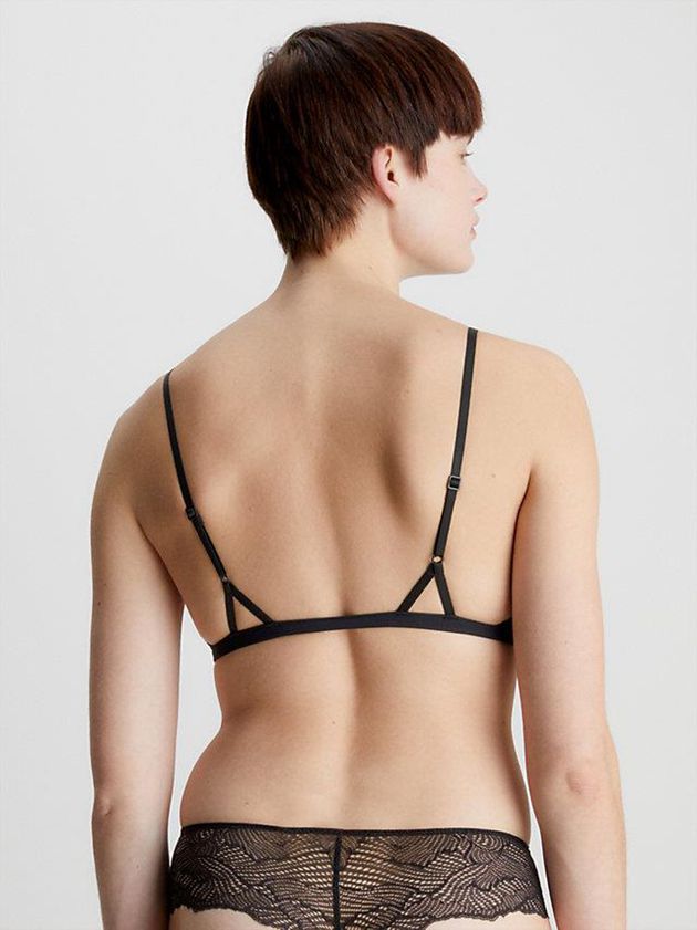 Black Calvin Klein Triangle - Geo Lace Women Bra | HLJP-69705