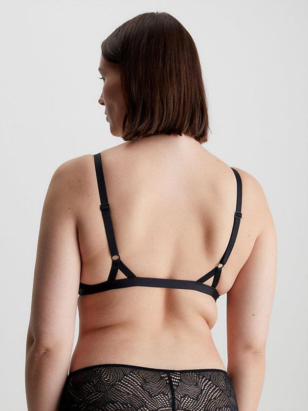 Black Calvin Klein Triangle - Geo Lace Women Bra | HLJP-69705