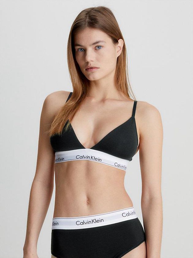 Black Calvin Klein Triangle - Modern Cotton Women Bra | ZSTA-41830