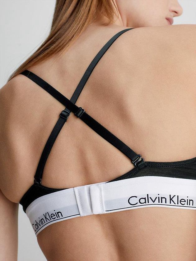 Black Calvin Klein Triangle - Modern Cotton Women Bra | ZSTA-41830