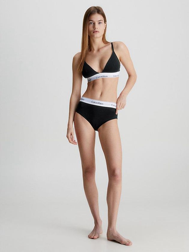 Black Calvin Klein Triangle - Modern Cotton Women Bra | ZSTA-41830