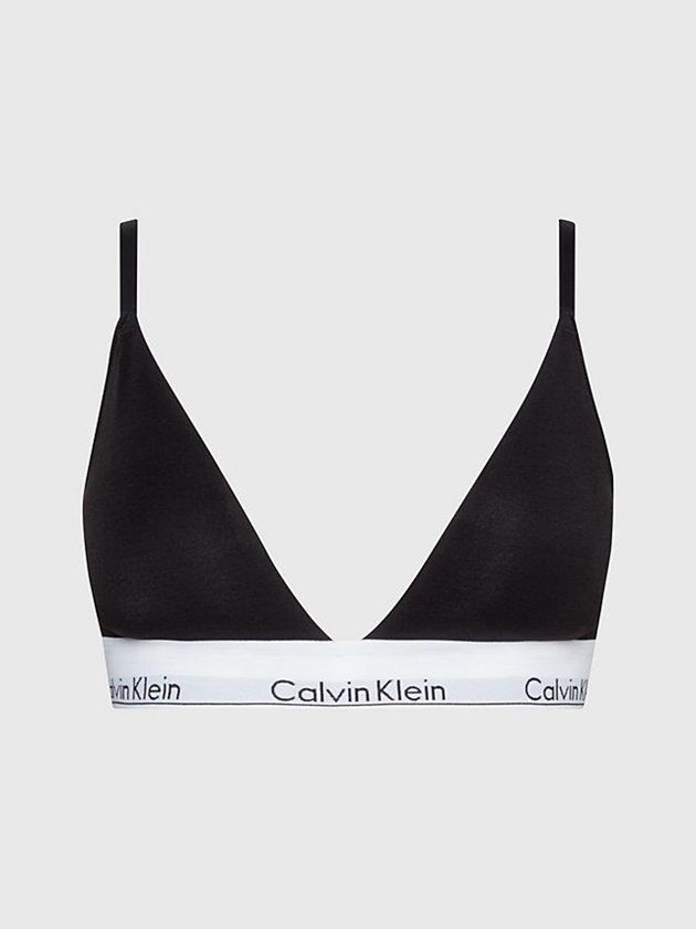 Black Calvin Klein Triangle - Modern Cotton Women Bra | ZSTA-41830