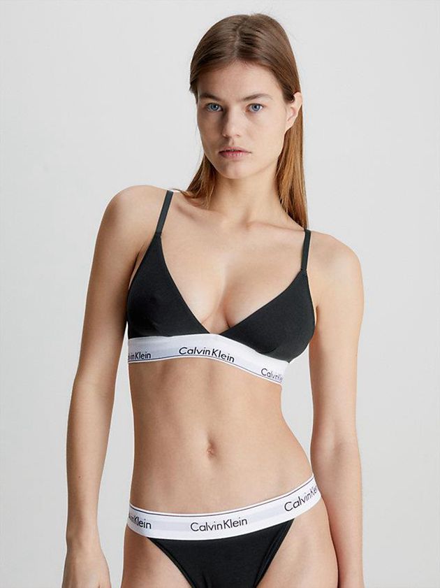 Black Calvin Klein Triangle - Modern Cotton Women Bra | QKSX-04572