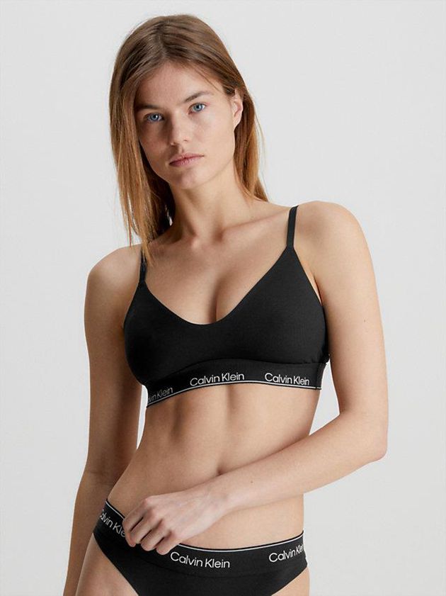 Black Calvin Klein Triangle - Modern Performance Women Bra | NHKP-81753