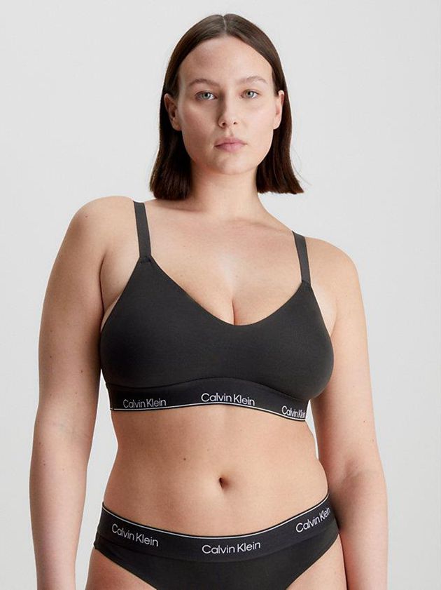 Black Calvin Klein Triangle - Modern Performance Women Bra | NHKP-81753