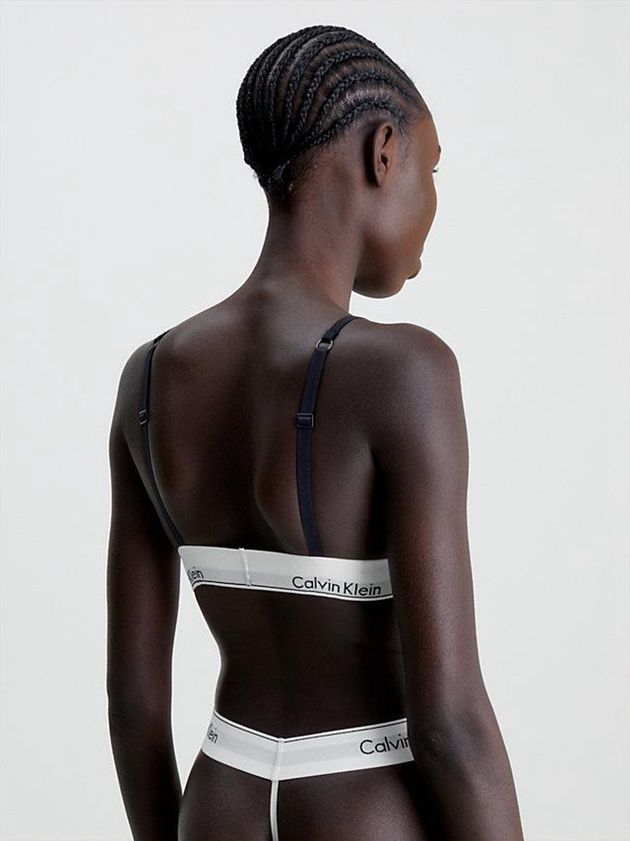 Black Calvin Klein Triangle - Modern V-Day Women Bra | JQTH-51987