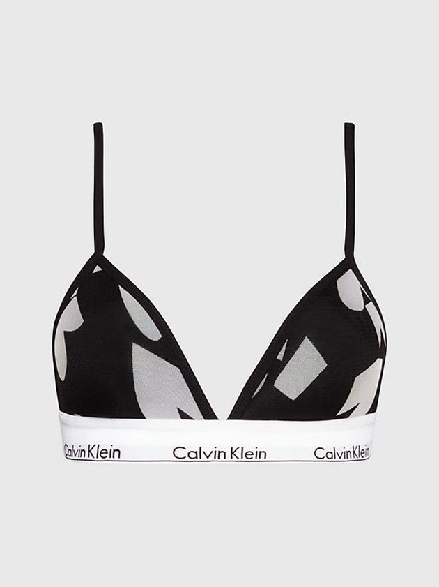 Black Calvin Klein Triangle - Modern V-Day Women Bra | JQTH-51987