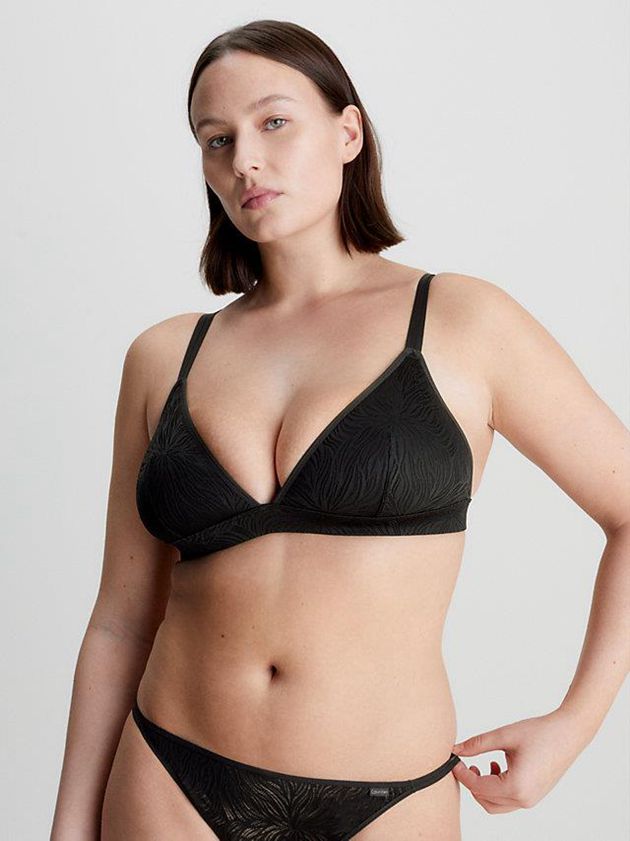 Black Calvin Klein Triangle - Sheer Marquisette Women Bra | QPOL-32897