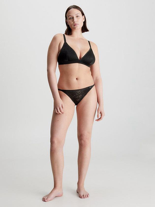 Black Calvin Klein Triangle - Sheer Marquisette Women Bra | QPOL-32897