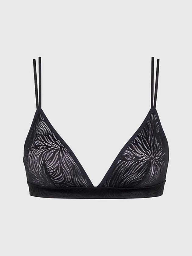 Black Calvin Klein Triangle - Sheer Marquisette Women Bra | QPOL-32897