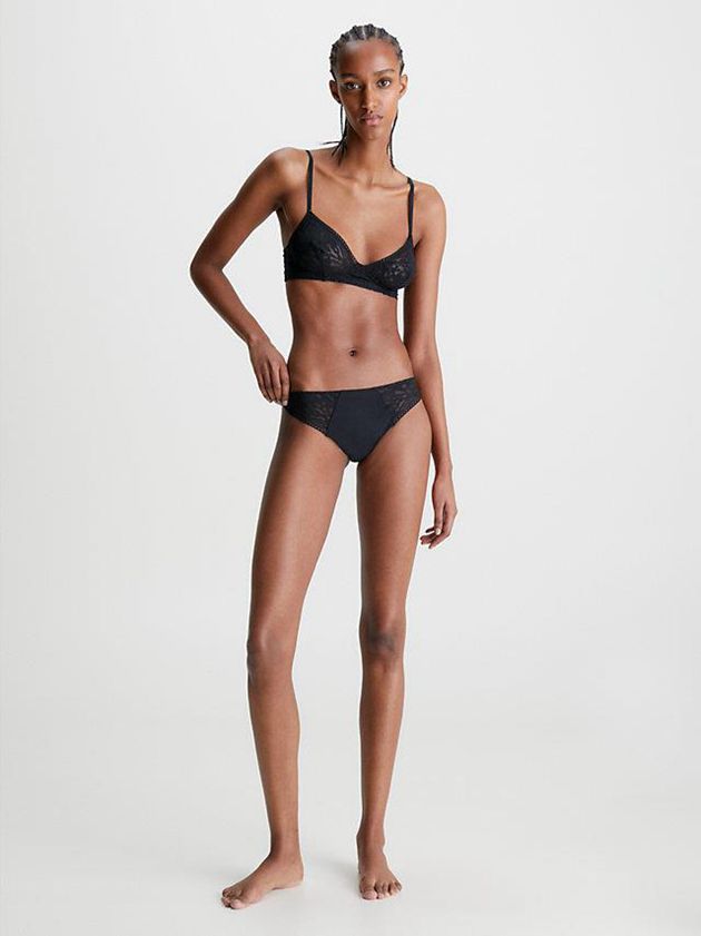 Black Calvin Klein Ultra Soft Lace Women Thong | SYAI-48130
