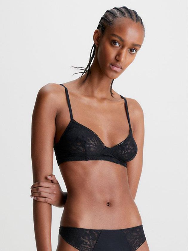 Black Calvin Klein Ultra Soft Lace Women Bra | YHDE-05986