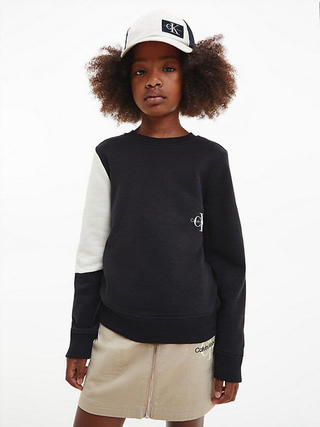 Black Calvin Klein Unisex Colourblock Girls's Sweatshirt | CIRP-73409