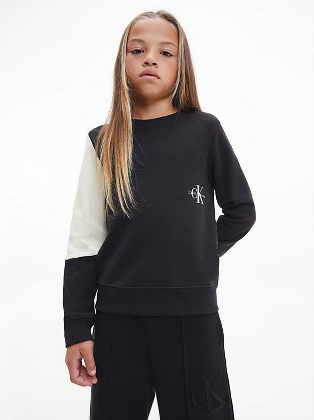 Black Calvin Klein Unisex Colourblock Girls's Sweatshirt | CIRP-73409