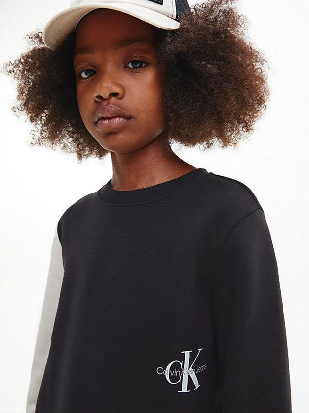 Black Calvin Klein Unisex Colourblock Girls's Sweatshirt | CIRP-73409