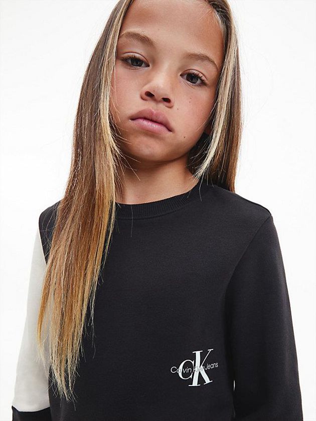 Black Calvin Klein Unisex Colourblock Girls's Sweatshirt | CIRP-73409