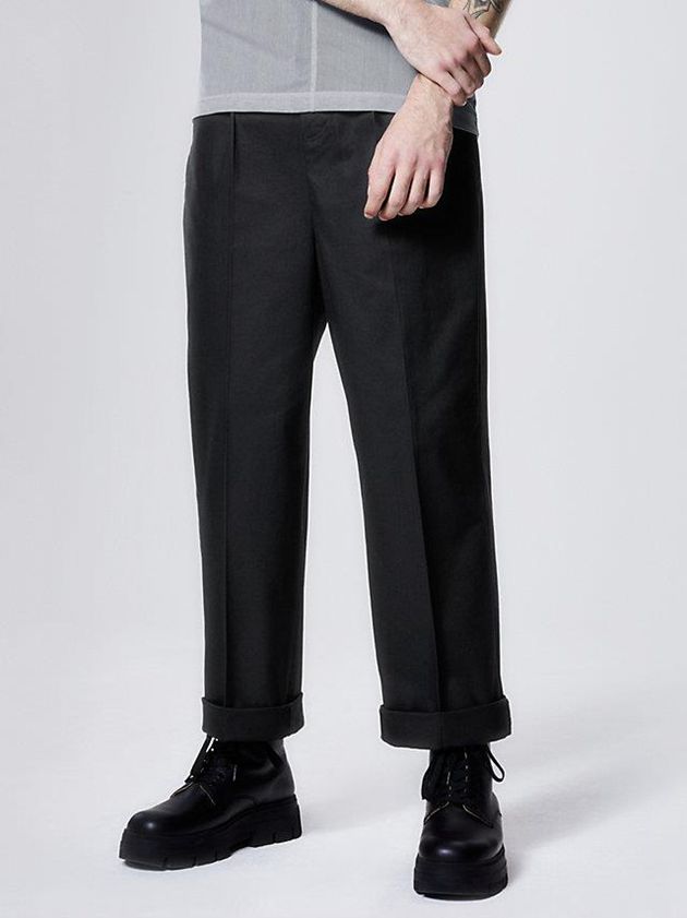 Black Calvin Klein Unisex Cotton Twill Men Pants | FXMK-45708