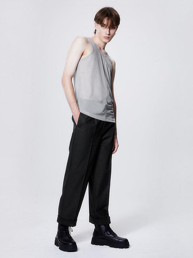 Black Calvin Klein Unisex Cotton Twill Men Pants | FXMK-45708