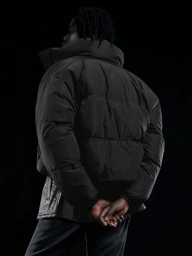 Black Calvin Klein Unisex Cropped Puffer Men Jacket | WEYB-17503