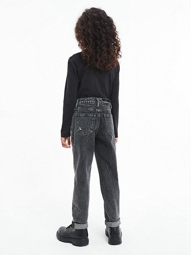 Black Calvin Klein Unisex Long Sleeve Girls's T-Shirt | NRYS-48602