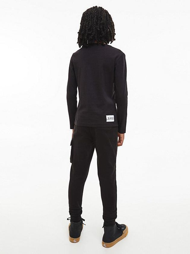Black Calvin Klein Unisex Long Sleeve Girls's T-Shirt | NRYS-48602