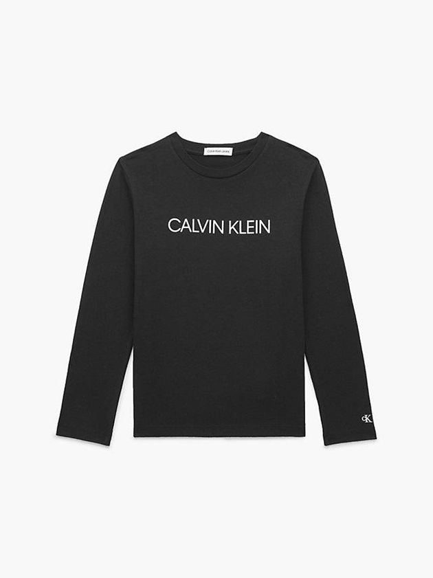 Black Calvin Klein Unisex Long Sleeve Girls's T-Shirt | NRYS-48602