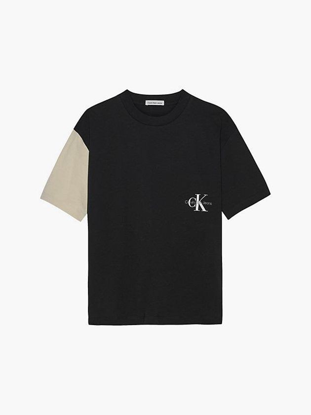 Black Calvin Klein Unisex Oversized Colourblock Girls's T-Shirt | QOXD-24705