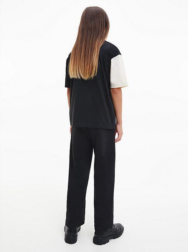 Black Calvin Klein Unisex Oversized Colourblock Girls's T-Shirt | QOXD-24705