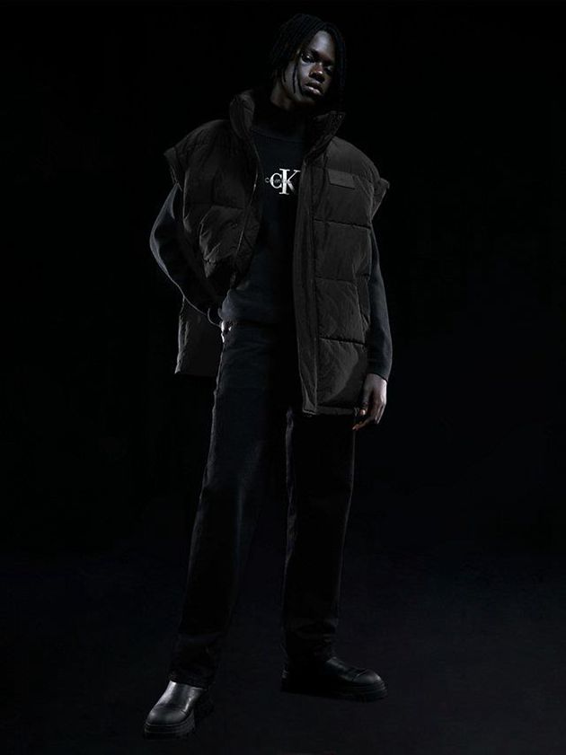 Black Calvin Klein Unisex Oversized Puffer Men Vest | CHZQ-31845