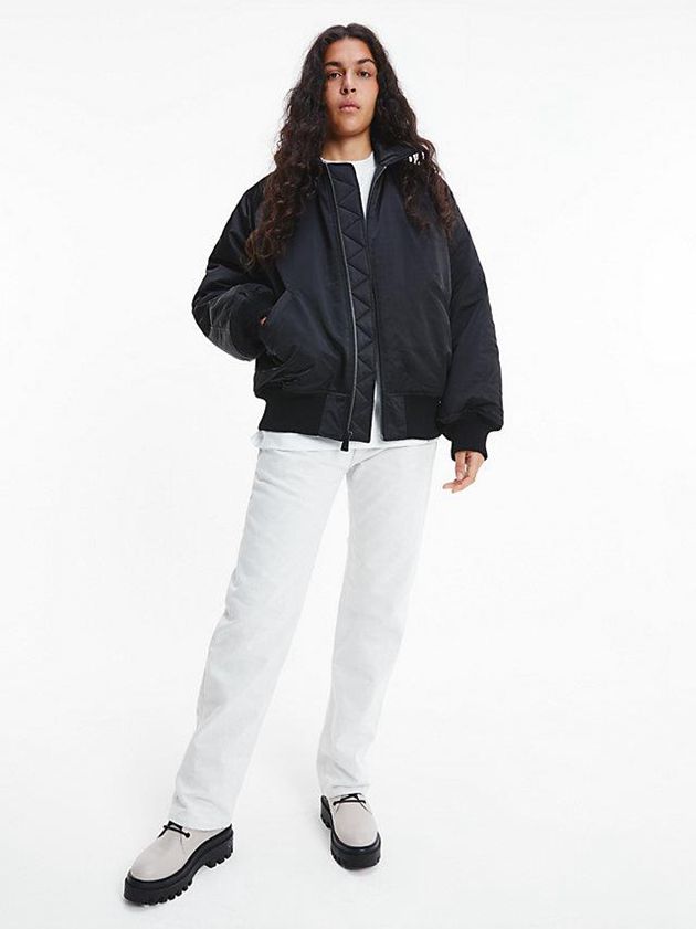 Black Calvin Klein Unisex Padded Bomber - CK Standards Men Jacket | LSTU-97201