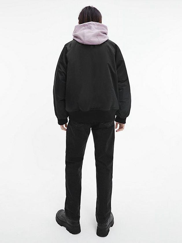 Black Calvin Klein Unisex Padded Bomber - CK Standards Men Jacket | LSTU-97201