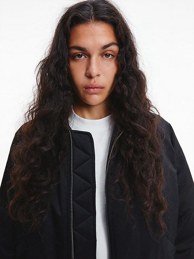 Black Calvin Klein Unisex Padded Bomber - CK Standards Men Jacket | LSTU-97201