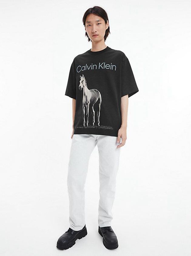 Black Calvin Klein Unisex Printed - CK Standards Men T-Shirt | FMTI-17596