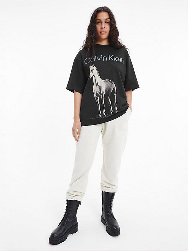 Black Calvin Klein Unisex Printed - CK Standards Men T-Shirt | FMTI-17596