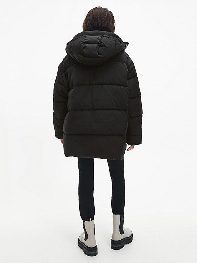Black Calvin Klein Unisex Recycled Nylon Puffer Men Jacket | MKYO-37805