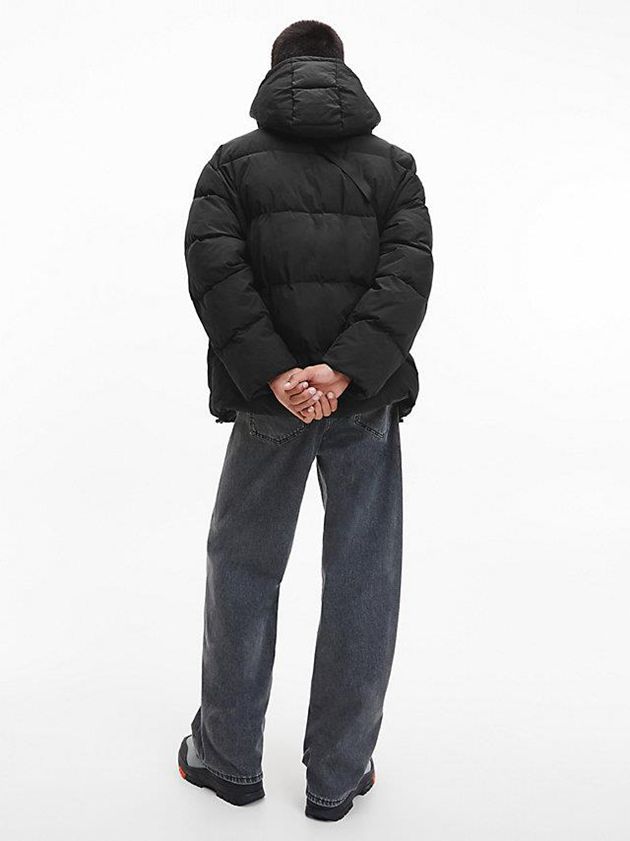 Black Calvin Klein Unisex Recycled Nylon Puffer Men Jacket | MKYO-37805