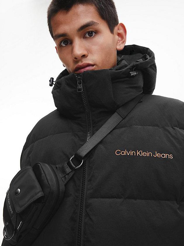 Black Calvin Klein Unisex Recycled Nylon Puffer Men Jacket | MKYO-37805
