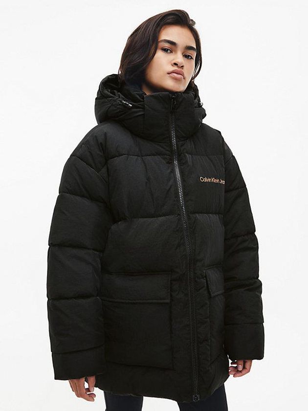 Black Calvin Klein Unisex Recycled Nylon Puffer Men Jacket | MKYO-37805