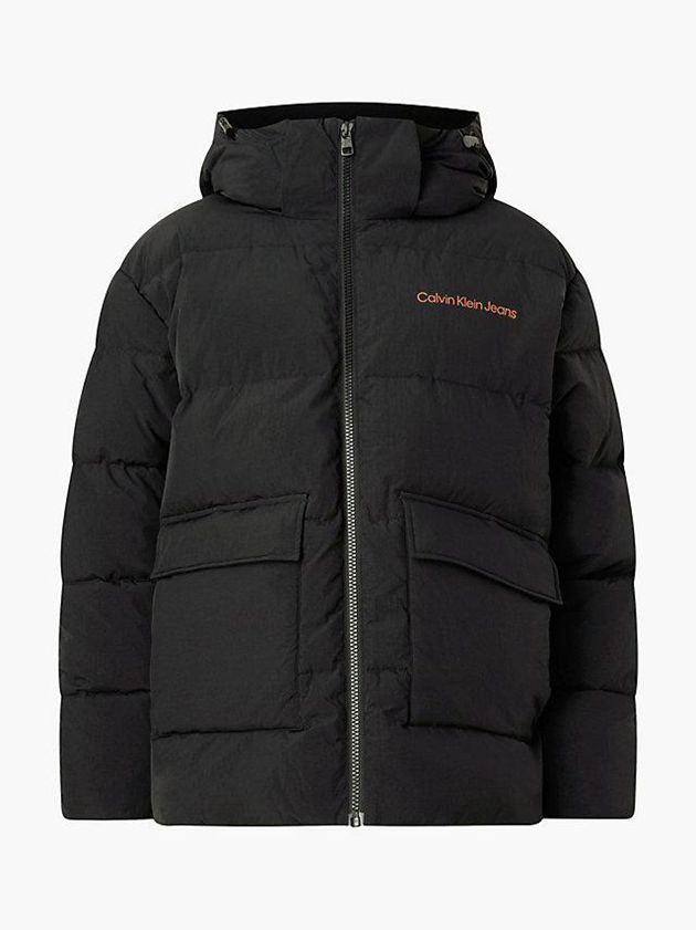 Black Calvin Klein Unisex Recycled Nylon Puffer Men Jacket | MKYO-37805