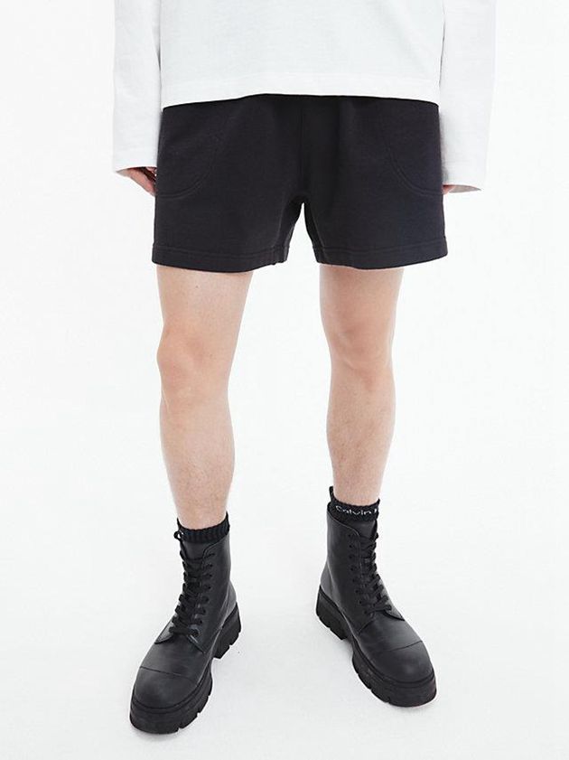 Black Calvin Klein Unisex Relaxed Jogger - CK Standards Women Shorts | GEWI-06853