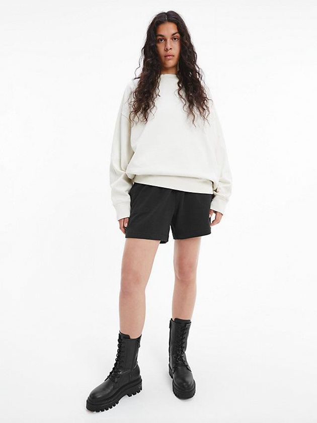 Black Calvin Klein Unisex Relaxed Jogger - CK Standards Women Shorts | GEWI-06853