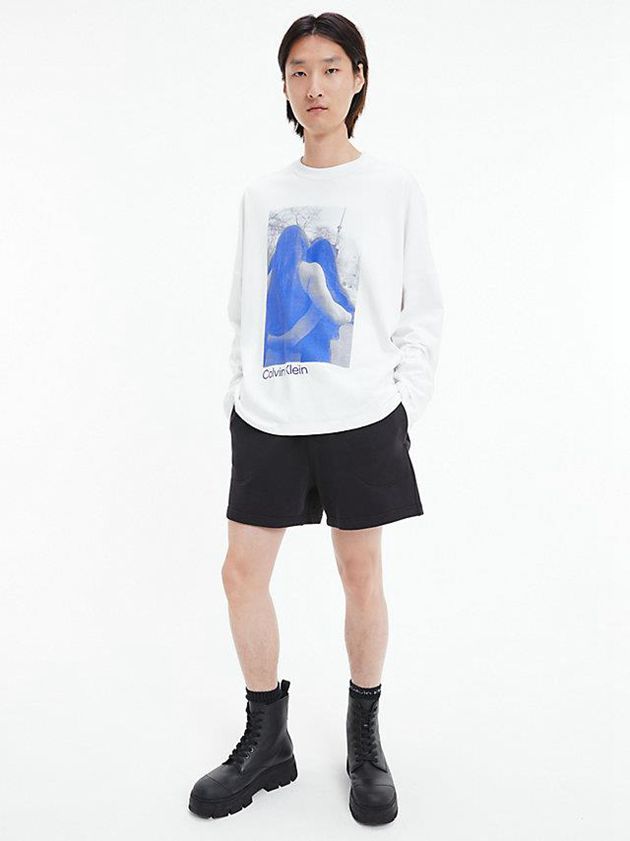 Black Calvin Klein Unisex Relaxed Jogger - CK Standards Women Shorts | GEWI-06853